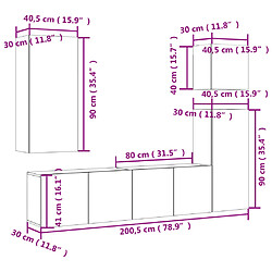 vidaXL Unités murales TV 5 pcs chêne sonoma bois d'ingénierie pas cher