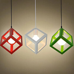 Stoex Lustre Suspension Contemporain en Cage Cube fer Luminaire E27 Vert