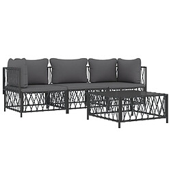 Avis Maison Chic Salon de jardin 4 pcs avec coussins - Table et chaises d'extérieur - Mobilier/Meubles de jardin Moderne anthracite acier -MN85657