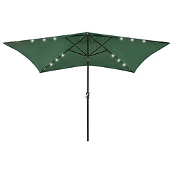 Maison Chic Parasol Jardin | Parasol avec LED et mat en acier Vert 2x3 m - GKD66717