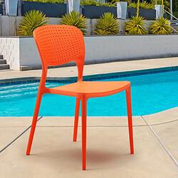 Ahd Amazing Home Design Chaise cuisine bar café polypropylène empilable intérieur et extérieur Garden Giulietta, Couleur: Orange