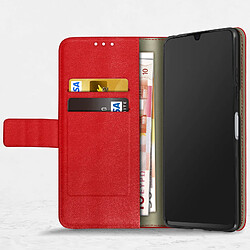 Avizar Housse Samsung Galaxy A22 5G Aspect Grainé Clapet Portefeuille Stand Vidéo rouge pas cher