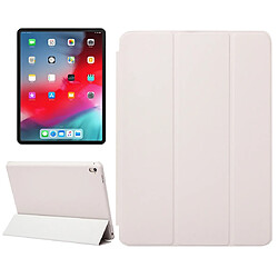 Wewoo Housse Étui Coque en cuir de couleur unie à rabat horizontal pour iPad Pro 11 pouces 2018avec support à trois rabats et fonction réveil / veille Blanc