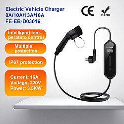 Chargeur Voiture Électronique 3.5KW Type 2 avec Indicateur Lumineux et Courant Ajustable FERRASTAR-Noir avec Sac Cadeau