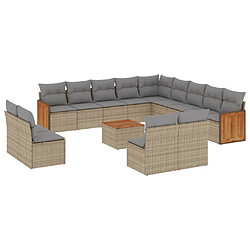 Maison Chic Salon de jardin avec coussins 14 pcs | Ensemble de Table et chaises | Mobilier d'Extérieur beige résine tressée -GKD25706