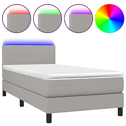 Sommier à lattes et matelas LED,Cadre à lattes de lit pour Adulte Gris clair 100x200 cm Tissu -MN56290