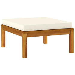 Maison Chic Repose-pied,Tabouret confortable avec coussin blanc crème Bois d'acacia massif -MN10539