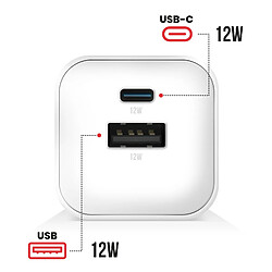 Avis Swissten Adaptateur Secteur 12W USB + USB-C Charge Rapide Format Compact Blanc