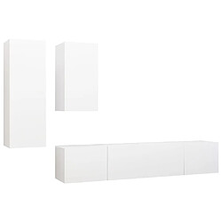 Maison Chic Ensemble de meubles TV 4 pcs | Banc TV Moderne pour salon | Meuble de Rangement - Blanc Aggloméré -MN81966