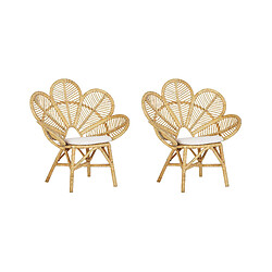 Beliani Lot de 2 chaises Chaise de jardin Rotin Beige FLORENTINE