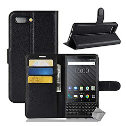 Htdmobiles Housse etui portefeuille pour Blackberry Key2 + film ecran - NOIR