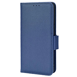 Etui en PU texture litchi, fermoir magnétique avec support, bleu foncé pour votre Vivo X60 Pro 5G (Global)/X60 5G