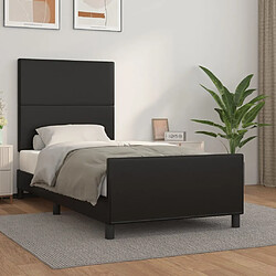 Maison Chic Lit adulte - Cadre Structure de lit avec tête de lit Contemporain Noir 90x200 cm Similicuir -MN92163