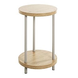 Acheter Pegane Table d'appoint en bois coloris chêne clair et métal coloris gris -diamètre 30 x hauteur 50 cm