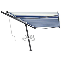 Maison Chic Auvent automatique de porte sur pied,Store banne,Marquise Brise-soleil 500x300 cm Bleu/Blanc -GKD93122