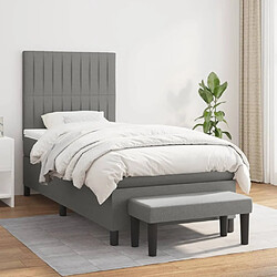 Maison Chic Lit Adulte - Lit simple Lit à sommier tapissier et matelas moelleux - Meuble de Chambre - Gris foncé 90x190 cm Tissu -MN30348