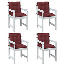 vidaXL Coussins de chaise dossier bas lot de 4 rouge bordeaux mélangé 