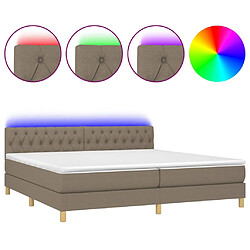 vidaXL Sommier à lattes de lit et matelas et LED Taupe 200x200cm Tissu