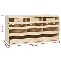 vidaXL Pondoir 3 compartiments 72x33x38 cm bois de pin massif pas cher