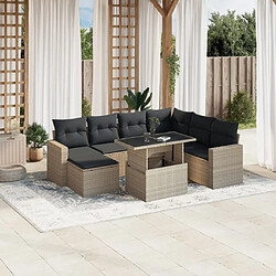 vidaXL Salon de jardin 8 pcs avec coussins gris clair résine tressée