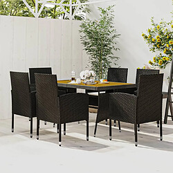 Maison Chic Mobilier à dîner 7 pcs de jardin - Ensemble table et chaises d'extérieur - Salon/Mobilier de jardin classique Résine tressée Noir -MN34668