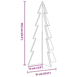 vidaXL Arbre de Noël en bois pour décoration 59,5cm bois de pin massif pas cher