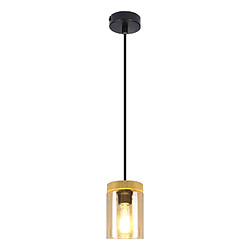 NETTLIFE Suspension E27 Vintage noir Diam.12 cm bois métal avec verre abat-jour pour salle à manger cuisine salon chambre