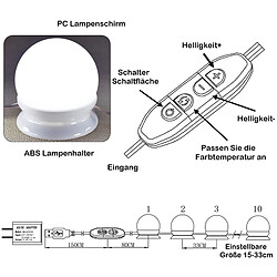 Avis BESTA STN Led Mirror Light, 10pcs Mirror Lighting Hollywood Style LED Mirror Light, avec 3 modes d'éclairage et 10 luminosité variable pour miroir de courtoisie/coiffeuse/miroir de salle de bain-nouvelle version