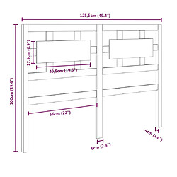 vidaXL Tête de lit Marron miel 125,5x4x100 cm Bois massif de pin pas cher