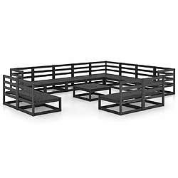 Maison Chic Salon de jardin 13 pcs - Table et chaises d'extérieur - Mobilier/Meubles de jardin Moderne noir bois de pin massif -MN35052