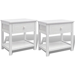 vidaXL Table de chevet 2 pcs Bois Blanc