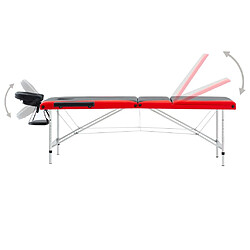 Avis vidaXL Table de massage pliable 3 zones Aluminium Noir et rouge