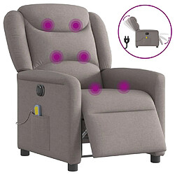 vidaXL Fauteuil de massage inclinable électrique Taupe Tissu