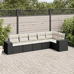 Maison Chic Ensemble Tables et chaises d'extérieur 6pcs avec coussins,Salon de jardin noir résine tressée -GKD757867