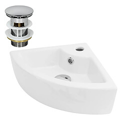 ML-Design Lavabo d'angle blanc céramique à poser/mural avec bonde de vidage 460x330x130 mm