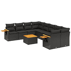 Maison Chic Salon de jardin 9 pcs avec coussins | Ensemble de Table et chaises | Mobilier d'Extérieur noir résine tressée -GKD24433