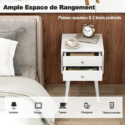 Helloshop26 Table de chevet avec 2 tiroirs table d'appoint pour salon chambre bureau 40 x 40 x 59,5 cm blanc 20_0004954