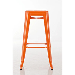 Decoshop26 Lot de 2 tabourets de bar style industriel en métal avec repose-pieds orange TDB10120