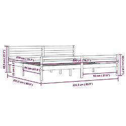 vidaXL Cadre de lit sans matelas blanc bois massif 200x200 cm pas cher