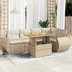 vidaXL Salon de jardin avec coussins 6 pcs beige résine tressée