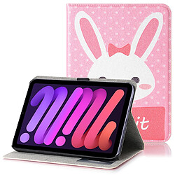 Etui en PU motif dessin animé avec support lapin rose pour votre Apple iPad mini (2021)