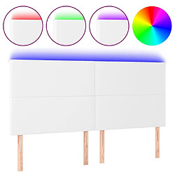 Maison Chic Tête de lit scandinave à LED,meuble de chambre Blanc 200x5x118/128 cm Similicuir -MN71633