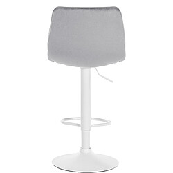 Acheter Decoshop26 Tabouret de bar chaise haute x1 avec repose-pieds incurvé en velours gris structure métallique blanc 10_0005140