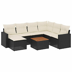 Maison Chic Ensemble Tables et chaises d'extérieur 8 pcs avec coussins,Salon de jardin noir résine tressée -GKD743539