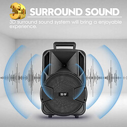 Avis Universal Haut-parleur Bluetooth portable avec microphone imperméable extérieur sans fil musique stéréo subwoofer HiFi support sonore FM TF AUX | Haut-parleur extérieur (noir)