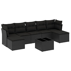 Maison Chic Salon de jardin 8 pcs avec coussins | Ensemble de Table et chaises | Mobilier d'Extérieur noir résine tressée -GKD63536