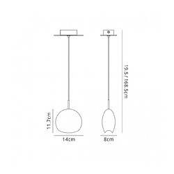 Luminaire Center Suspension Lens Chrome poli 1 ampoule 19,5cm