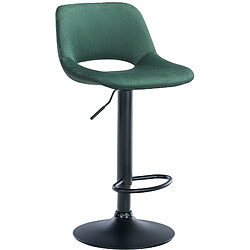 Decoshop26 Tabouret de bar chaise haute x1 avec repose-pieds en velours vert piètement métallique noir 10_0004599