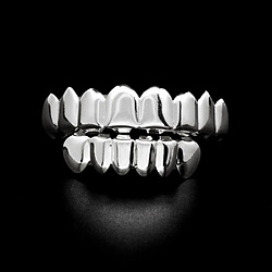 18k plaqué or hip hop haut bas dents fantaisie bijoux en or blanc