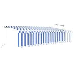 Acheter Maison Chic Auvent manuel rétractable avec store | store extérieurs de porte | Marquise Brise-soleil 6x3 m Bleu et blanc -GKD65853